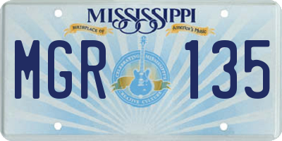 MS license plate MGR135