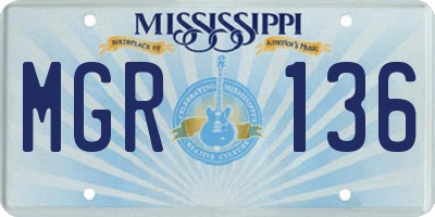 MS license plate MGR136