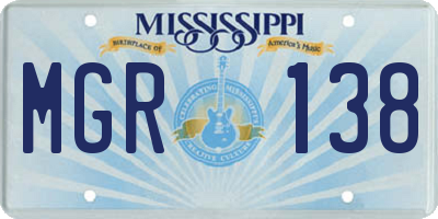 MS license plate MGR138