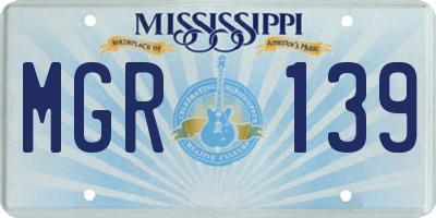 MS license plate MGR139