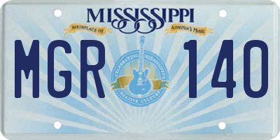 MS license plate MGR140