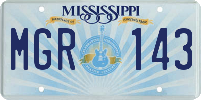 MS license plate MGR143
