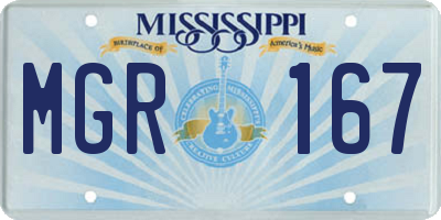 MS license plate MGR167