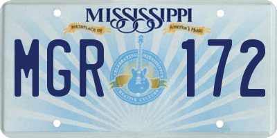 MS license plate MGR172