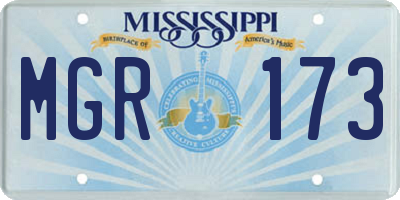 MS license plate MGR173