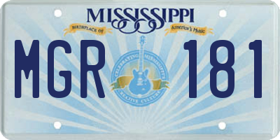 MS license plate MGR181