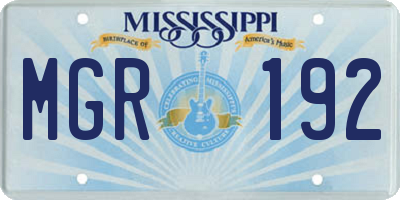 MS license plate MGR192