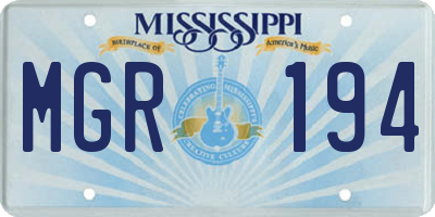MS license plate MGR194
