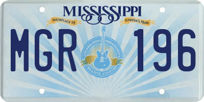 MS license plate MGR196