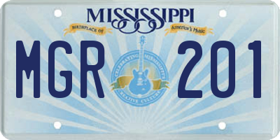 MS license plate MGR201