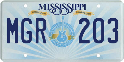 MS license plate MGR203
