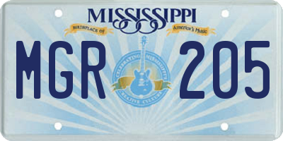 MS license plate MGR205