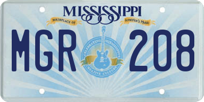 MS license plate MGR208