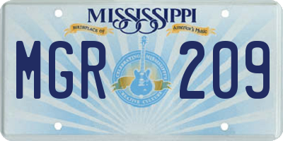 MS license plate MGR209