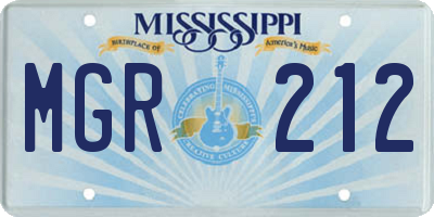 MS license plate MGR212