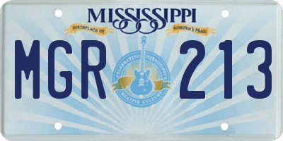 MS license plate MGR213