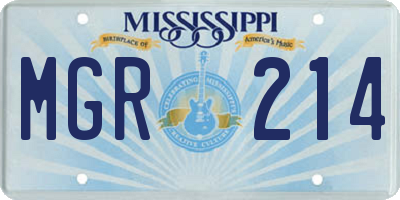 MS license plate MGR214