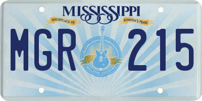 MS license plate MGR215