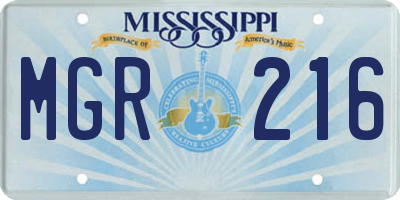 MS license plate MGR216