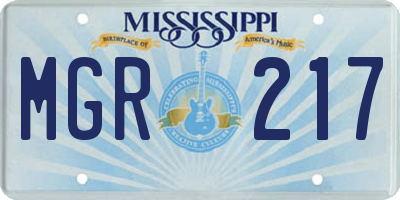 MS license plate MGR217