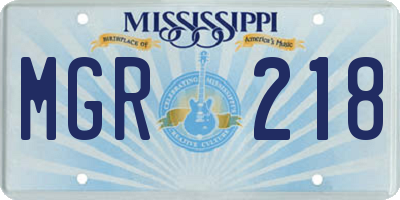 MS license plate MGR218