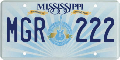 MS license plate MGR222