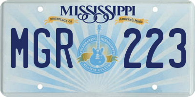 MS license plate MGR223