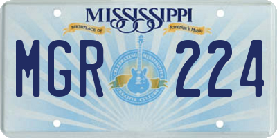MS license plate MGR224