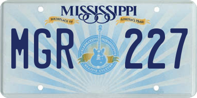 MS license plate MGR227