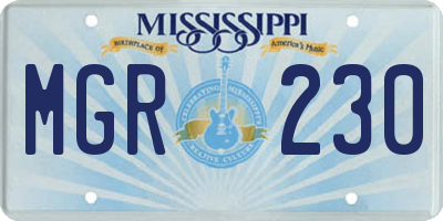 MS license plate MGR230