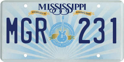 MS license plate MGR231
