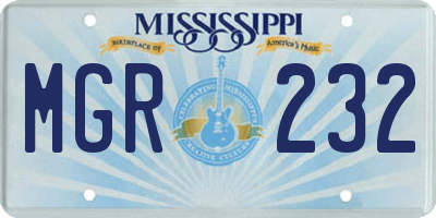 MS license plate MGR232