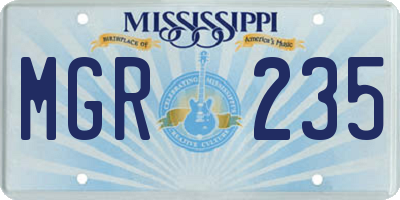 MS license plate MGR235