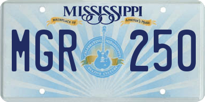 MS license plate MGR250