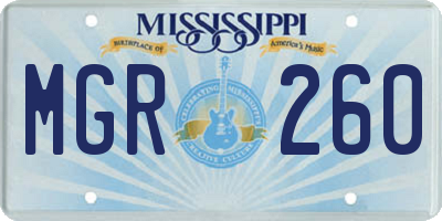 MS license plate MGR260
