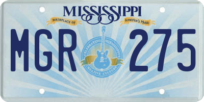 MS license plate MGR275