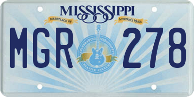 MS license plate MGR278