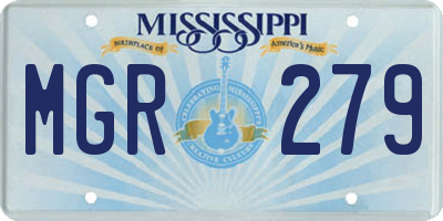 MS license plate MGR279