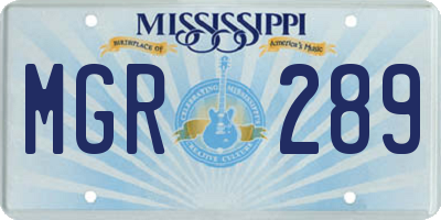 MS license plate MGR289