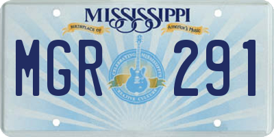 MS license plate MGR291