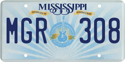 MS license plate MGR308