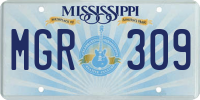 MS license plate MGR309