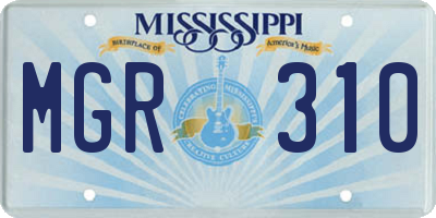 MS license plate MGR310