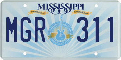MS license plate MGR311