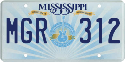 MS license plate MGR312