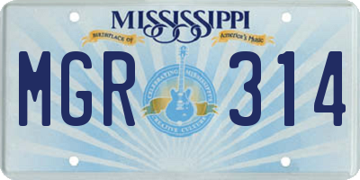 MS license plate MGR314