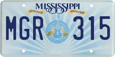 MS license plate MGR315