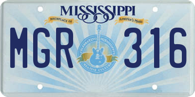 MS license plate MGR316