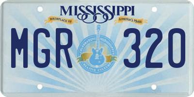 MS license plate MGR320
