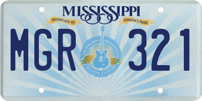 MS license plate MGR321
